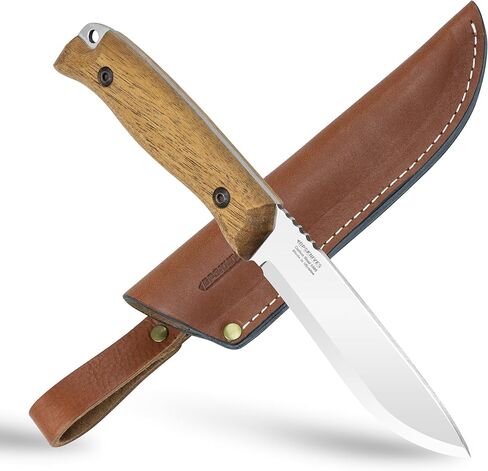 BPSKNIVES HK1 CSH - سكين مصنوع يدويًا من الفولاذ الكربوني - شفرة ثابتة كاملة للصيد والتخييم وسكين Bushcraft مع غمد جلدي - سكاكين معسكرات شحذ إسكندنافية in Kuwait