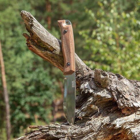 BPSKNIVES HK1 CSH - سكين مصنوع يدويًا من الفولاذ الكربوني - شفرة ثابتة كاملة للصيد والتخييم وسكين Bushcraft مع غمد جلدي - سكاكين معسكرات شحذ إسكندنافية in Kuwait