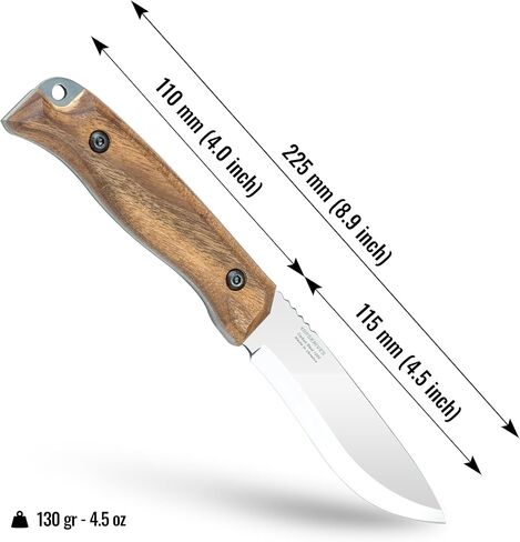 BPSKNIVES HK1 CSH - سكين مصنوع يدويًا من الفولاذ الكربوني - شفرة ثابتة كاملة للصيد والتخييم وسكين Bushcraft مع غمد جلدي - سكاكين معسكرات شحذ إسكندنافية in Kuwait