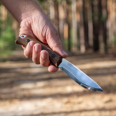 BPSKNIVES HK1 CSH - سكين مصنوع يدويًا من الفولاذ الكربوني - شفرة ثابتة كاملة للصيد والتخييم وسكين Bushcraft مع غمد جلدي - سكاكين معسكرات شحذ إسكندنافية in Kuwait
