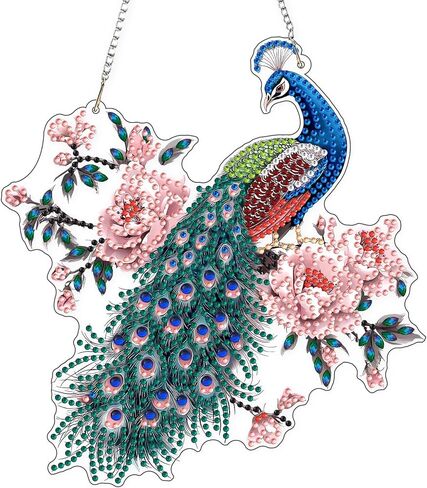 Lxmsja DIY Coffee Beans Diamond Painting Hanging Ornament, Double-Sided Acrylic Flowers Diamond Art Kit, Special Shaped Drill Pendant Window Art Kit, Suncatcher Hanging Craft Decoration 8x8 inch in Saudi Arabia