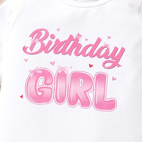 IDOPIP Birthday Girl Outfit for Baby Toddler Girls Birthday Shirt Tutu Skirt Bowknot Headband Cake Smash Photo Shoot 1-6T in Saudi Arabia