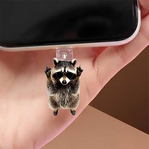 Sunglasses Raccoon Dust Plug Acrylic Charms for electronic products,Type-C Charging Port Dust Plugs Pendant Compatible with E-Reader Phone Tablet, Gift for Christmas, Birthday, Anniversary Day in Saudi Arabia