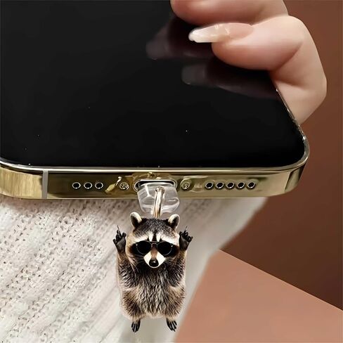 Sunglasses Raccoon Dust Plug Acrylic Charms for electronic products,Type-C Charging Port Dust Plugs Pendant Compatible with E-Reader Phone Tablet, Gift for Christmas, Birthday, Anniversary Day in Saudi Arabia