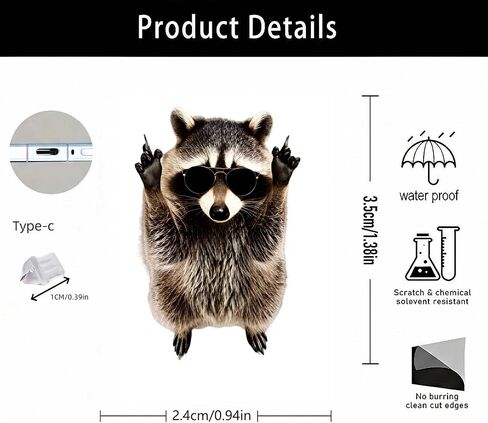 Sunglasses Raccoon Dust Plug Acrylic Charms for electronic products,Type-C Charging Port Dust Plugs Pendant Compatible with E-Reader Phone Tablet, Gift for Christmas, Birthday, Anniversary Day in Saudi Arabia