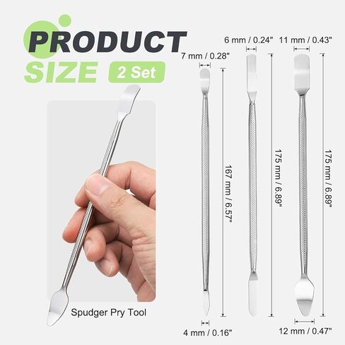 أداة باتيكل سبودجر، 6 قطع معدنية مزدوجة الأطراف، مجموعة أدوات إصلاح حدق للهواتف المحمولة الذكية والكمبيوتر اللوحي والكمبيوتر المحمول وأجهزة الألعاب الإلكترونية، فضي in Kuwait