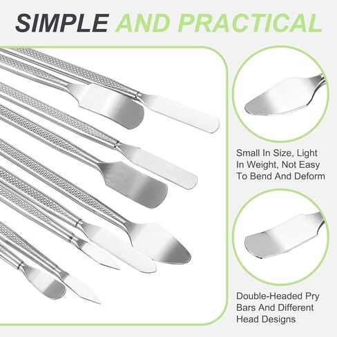أداة باتيكل سبودجر، 6 قطع معدنية مزدوجة الأطراف، مجموعة أدوات إصلاح حدق للهواتف المحمولة الذكية والكمبيوتر اللوحي والكمبيوتر المحمول وأجهزة الألعاب الإلكترونية، فضي in Kuwait