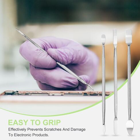 أداة باتيكل سبودجر، 6 قطع معدنية مزدوجة الأطراف، مجموعة أدوات إصلاح حدق للهواتف المحمولة الذكية والكمبيوتر اللوحي والكمبيوتر المحمول وأجهزة الألعاب الإلكترونية، فضي in Kuwait