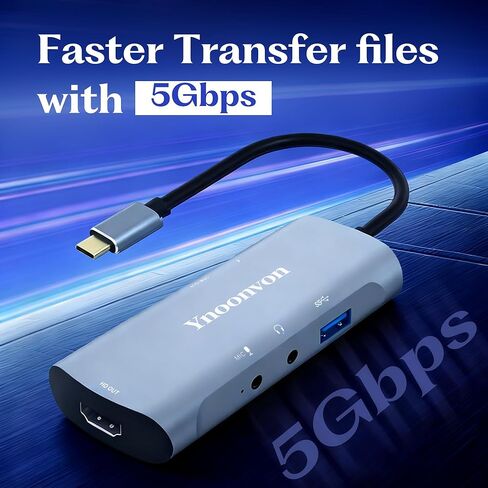 6-in-1 USB-C Video Capture Card with Docking Station, 4K HDMI Output, 1080P Recording, USB 3.0, PD 60W Charging, 3.5mm Audio, Microphone Input in Saudi Arabia