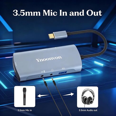 6-in-1 USB-C Video Capture Card with Docking Station, 4K HDMI Output, 1080P Recording, USB 3.0, PD 60W Charging, 3.5mm Audio, Microphone Input in Saudi Arabia