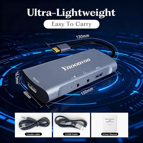 6-in-1 USB-C Video Capture Card with Docking Station, 4K HDMI Output, 1080P Recording, USB 3.0, PD 60W Charging, 3.5mm Audio, Microphone Input in Saudi Arabia