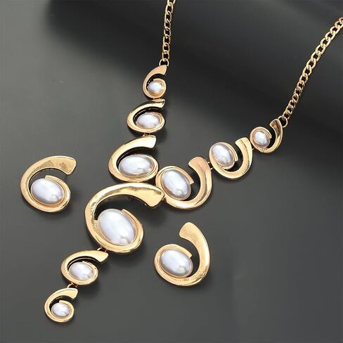 الذهب مكتنزة الأسود البيضاوي الاكريليك قلادة القرط، الرجعية بوهو طويل الأبيض الراتنج شرابة قلادة قلادة البلد راعية البقر حزب مجوهرات مجموعات هدية للنساء in Kuwait