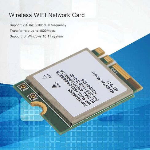 بطاقة الشبكة MT7921 NGFF M.2، بطاقة شبكة لاسلكية 1800 ميجابت في الثانية 2.4 جيجا هرتز 5 جيجا هرتز واي فاي مزدوجة النطاق لـ 10 11 in Saudi Arabia