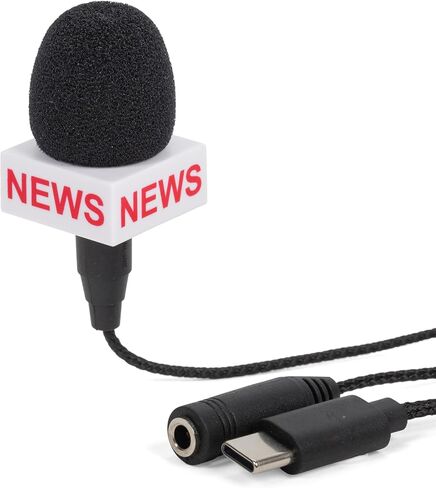 Kikkerland Breaking News Mini Microphone – Handheld Mini Mic for Content Creation & Podcast Recording – Features USB-C Plug & Standard Audio Jack in Kuwait