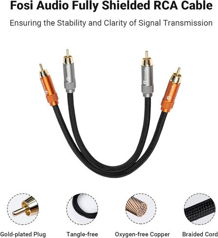 مضخم صوت ستيريو BT20A MAX من Fosi Audio، 300 وات × 2 مضخم صوت هاي فاي مع تقنية PFFB، بلوتوث LDAC 6.0 + كابل Fosi Audio 2RCA إلى 2RCA بطول 0.9 قدم in Saudi Arabia