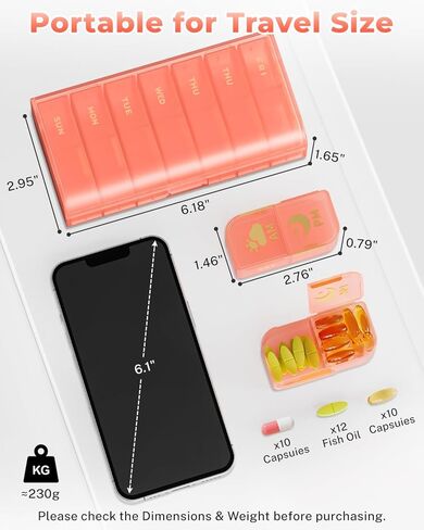 Weekly Pill Organizer 2 Times a Day, 7 Day AM/PM Pill Box, Portable Medication Dispenser with Child-Resistant Latch, BPA-Free, Travel, Office, Pets, Emergency Use (Green) in Saudi Arabia