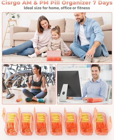 Weekly Pill Organizer 2 Times a Day, 7 Day AM/PM Pill Box, Portable Medication Dispenser with Child-Resistant Latch, BPA-Free, Travel, Office, Pets, Emergency Use (Green) in Saudi Arabia