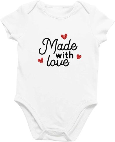 Printique Organic GOTS Certified Baby Onesie Unisex Bodysuit 0-18 months - Valentine's Day in Saudi Arabia
