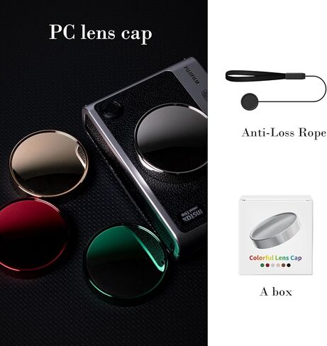 Rieibi Clear Protective Case and Lens Cap for Fujifilm Instax Mini Evo Instant Camera - Hard Carrying Case Cover with Shoulder Strap and Lens Cover- Grey in Saudi Arabia