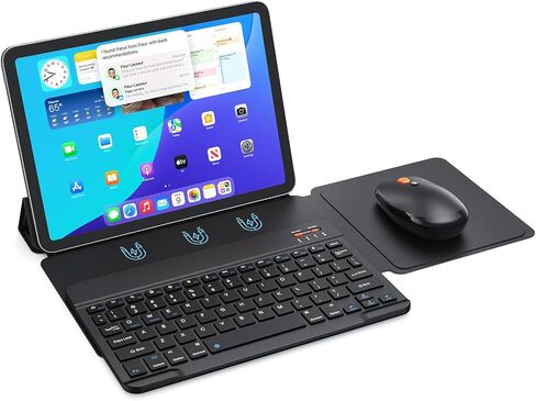 لوحة مفاتيح وماوس بلوتوث لجهاز iPad، لوحة مفاتيح وماوس لاسلكي محمول قابلان لإعادة الشحن، لجهاز iPad 10th Gen/A16 11th/Mini/Pro/Air 11 بوصة، iPhone (الحافظة غير متضمنة) in Kuwait