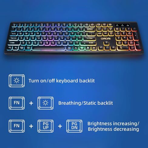 مجموعة لوحة مفاتيح وماوس لاسلكية لجهاز Mac، لوحة مفاتيح بإضاءة خلفية LED قابلة لإعادة الشحن مع ماوس هادئ، 2.4 جيجا هرتز USB-C، عمر بطارية طويل، كتابة هادئة، متوافقة مع أجهزة الكمبيوتر المحمول Mac Windows PC PS5/PS4 - أسود in Kuwait