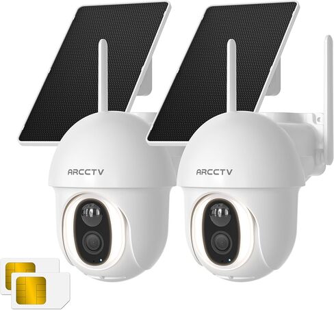 ARCCTV Solar Security Cameras Wireless Outdoor, 2 Pack | 4MP 2.5K HD, 360° View, 2.4G/5G Dual Band WiFi, Battery Powered, Night Vision with Spotlight, 2-Way Audio, PIR Motion Sensor in Saudi Arabia