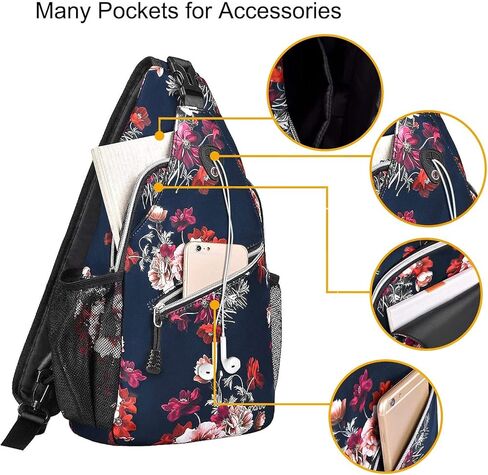MOSISO Sling Backpack,Travel Hiking Daypack Cottonrose Crossbody Shoulder Bag, Blue, Medium in Saudi Arabia