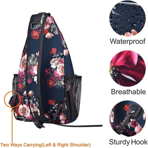 MOSISO Sling Backpack,Travel Hiking Daypack Cottonrose Crossbody Shoulder Bag, Blue, Medium in Saudi Arabia