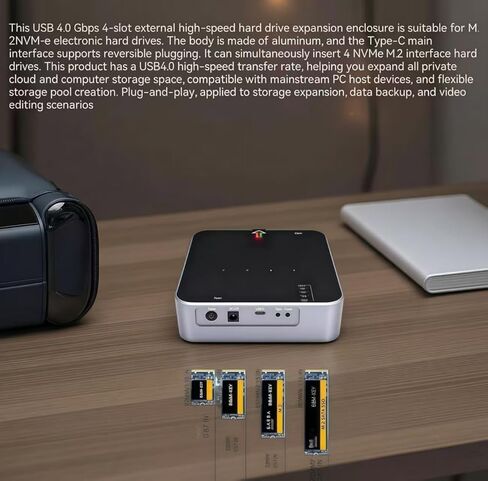 4 Bays USB4.0 (USB-C) 40G Portable NVMe (M Key, B+M Key) / PCIe SSD (2280, 2260, 2242, 2230) Ultra Fast External SSD Docking Station Duplicator Cloner (Docking Only) in Saudi Arabia