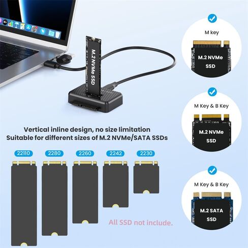 Xiwai Type-C USB 3.0 USB-C إلى ضميمة NVME مزدوجة M-Key M.2 NGFF & SATA 2.5 بوصة SSD لرسو السفن عمودي خارجي PCBA in Saudi Arabia
