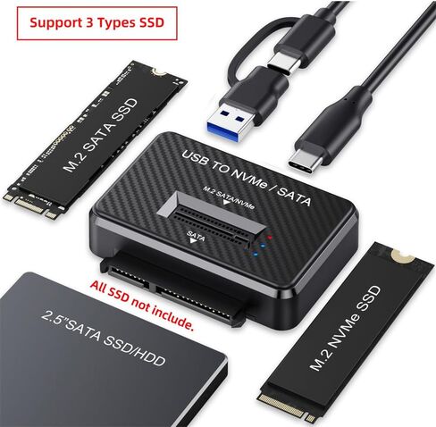 Xiwai Type-C USB 3.0 USB-C إلى ضميمة NVME مزدوجة M-Key M.2 NGFF & SATA 2.5 بوصة SSD لرسو السفن عمودي خارجي PCBA in Saudi Arabia