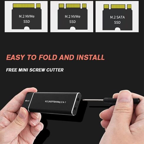 محول USB 3.1 Gen2 M.2 NVMe SSD مدمج 2230 2242 2260 2280 حجم يدعم 100 مم طول × 31 مم عرض، علبة ألومنيوم نقل 10 جيجابت في الثانية in Kuwait