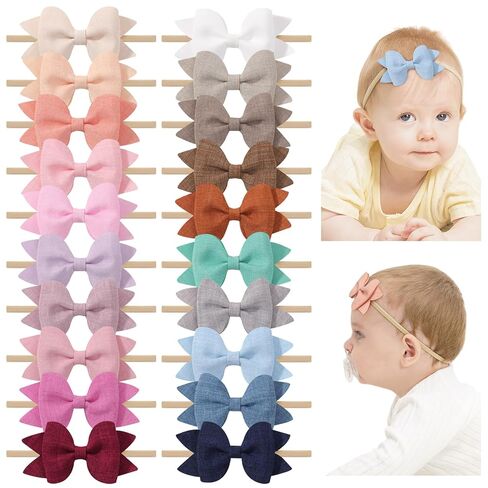 jollybows 3.35" 20pcs Baby Girls Bows Headbands Elastic Nylon Hairband Ribbon Bow Hair Accessories for Kids Toddlers Infants Newborn in Saudi Arabia