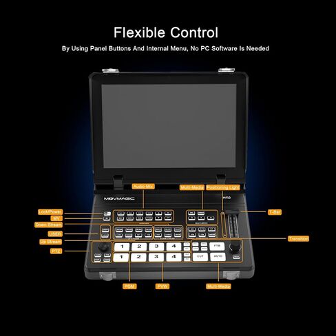 MOVMAGIC MF10 10.1 Inch 5CH Video Mixer with 2HDMI(4K60P) Input,PTZ,8-Layer Editing,Landscape & Portrait,Recording & Replay,USB 3.1,Video switcher for Live Streaming NDI(Optional) Upgradable in Saudi Arabia