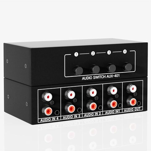 4 قنوات 3.5 ملم Aux + RCA L/R صندوق محول الصوت 4 في 1 خارج/ 1 في 4 خارج ثنائي الاتجاه، 4 في 1 خارج A/B محدد محول الصوت التناظري لا حاجة للطاقة in Saudi Arabia