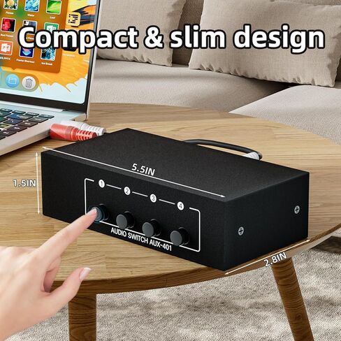4 قنوات 3.5 ملم Aux + RCA L/R صندوق محول الصوت 4 في 1 خارج/ 1 في 4 خارج ثنائي الاتجاه، 4 في 1 خارج A/B محدد محول الصوت التناظري لا حاجة للطاقة in Saudi Arabia