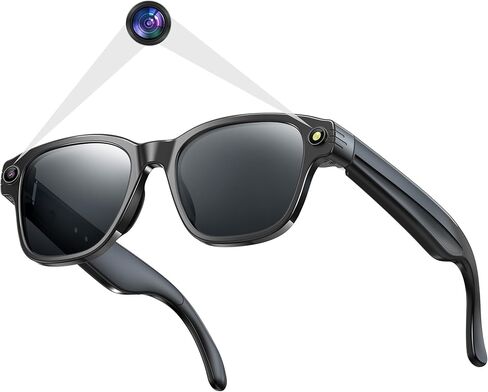 AI Camera Smart Glasses for Men Women With 8MP, 4K Photo/1200P HD Video Recording, Translation, GPT Voice Assistant, AI Object Recognition, Hands-free Music/Call,Long Battery Life,Sunglasses in Kuwait