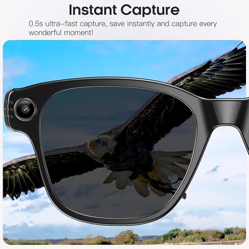 AI Camera Smart Glasses for Men Women With 8MP, 4K Photo/1200P HD Video Recording, Translation, GPT Voice Assistant, AI Object Recognition, Hands-free Music/Call,Long Battery Life,Sunglasses in Kuwait