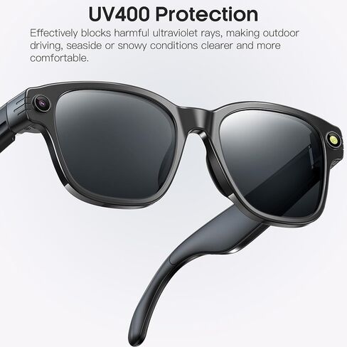 AI Camera Smart Glasses for Men Women With 8MP, 4K Photo/1200P HD Video Recording, Translation, GPT Voice Assistant, AI Object Recognition, Hands-free Music/Call,Long Battery Life,Sunglasses in Kuwait