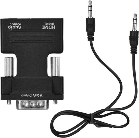 plplaaoo HDMI to VGA Converter Adapter 1080P Ultra Compact HDMI Female to VGA Male with Audio Output for Computer Tablet Monitor Projector Black ABS 5 x 3.4 x 1.2cm in Saudi Arabia