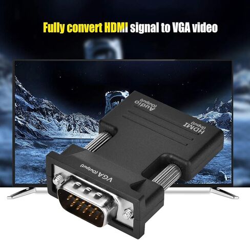 plplaaoo HDMI to VGA Converter Adapter 1080P Ultra Compact HDMI Female to VGA Male with Audio Output for Computer Tablet Monitor Projector Black ABS 5 x 3.4 x 1.2cm in Saudi Arabia