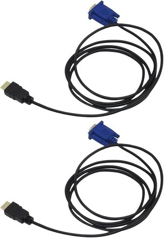 2 قطعة كابل محول HDMI إلى VGA عالي الوضوح 6 أقدام/1.8 متر مطلي بالذهب 1080 بكسل HDMI ذكر إلى VGA ذكر سلك محول فيديو نشط لأجهزة الكمبيوتر المحمول ومشغل DVD وشاشة عرض تلفزيون الكمبيوتر المحمول in Saudi Arabia