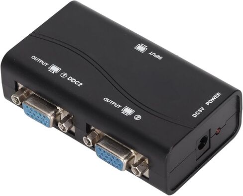 موزع فيديو عالي الدقة VGA Splitter لنسخ الشاشة، مقسم شاشة مطلي بالذهب 1 في 2 خارجي يعمل بمنفذ USB لغرفة اجتماعات المكتب، مادة ABS in Kuwait