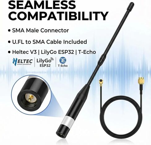 915MHz Meshtastic LoRa Antenna 10dBi High Gain, 40cm Long Range SMA Male Omni Whip for Hel tec V 3 ESP 32 - Durable & Flexible (1PCS,Black) in Saudi Arabia