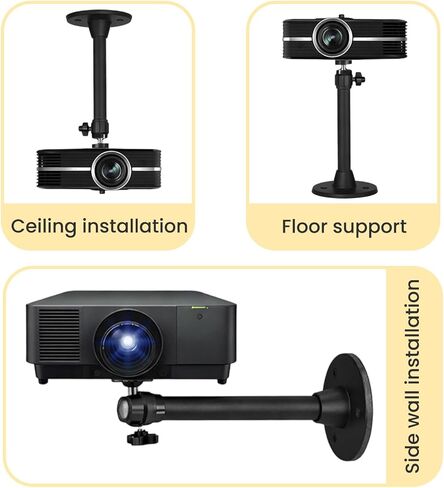 Universal Mini Projector Mount - Adjustable Ceiling/Wall Bracket with 360° Rotation & 90° Tilt for Most Mini Projectors (Black) in Saudi Arabia