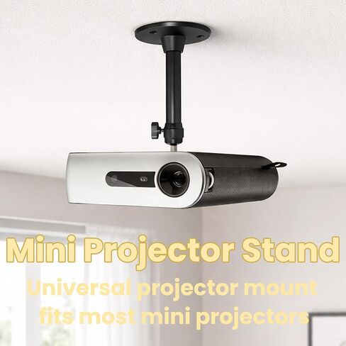 Universal Mini Projector Mount - Adjustable Ceiling/Wall Bracket with 360° Rotation & 90° Tilt for Most Mini Projectors (Black) in Saudi Arabia