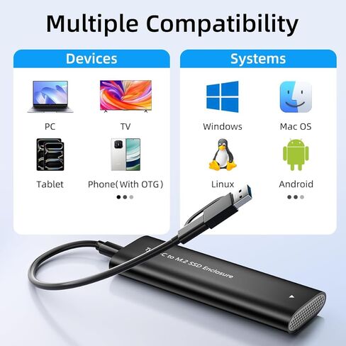 حاوية M.2 NVME SSD، محول USB 3.2 Gen 2 (10 جيجابت في الثانية) بدون أدوات إلى NVME مع مبدد حراري in Saudi Arabia