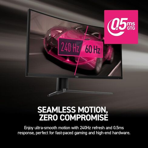 شاشة ألعاب msi MPG 346CQRF X24 مقاس 34 بوصة 3440 × 1440 (UWQHD)، 240 هرتز، مزامنة متكيفة، جاهزية HDR، HDMI، منفذ VGA، قابل للتركيب، قابل للإمالة، إطار نحيف من 4 جوانب، 0.5 مللي ثانية، أسود in Saudi Arabia