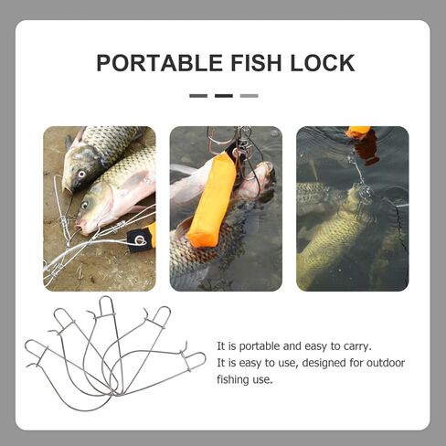 5pcs Stainless Steel Fish Clips Portable Fish for Outdoor Fishing High Strength Locking Buckles with Design for Keeping Alive and Secure in Saudi Arabia