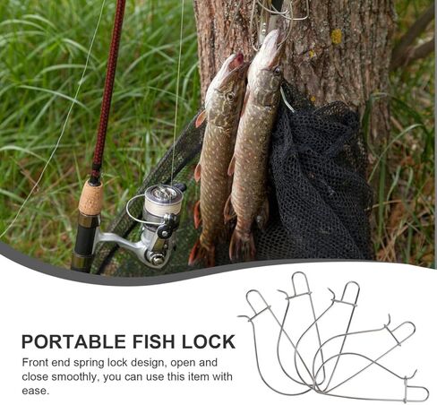 5pcs Stainless Steel Fish Clips Portable Fish for Outdoor Fishing High Strength Locking Buckles with Design for Keeping Alive and Secure in Saudi Arabia
